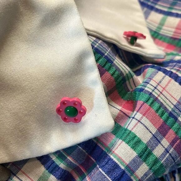 Monday’s Child Blue/Green/Pink Plaid Collared Belted Dress, size 5 - Picture 5 of 10